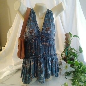 Free People Floral Bohemian Sleeveless Tunic